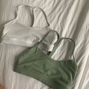 Selling TWO white, light green sport bras! Size 4